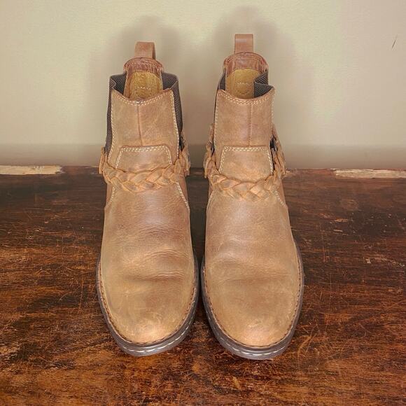 Born Braided Leather Harness Ankle Boot, Women’s US 7.5, Acorn Brown - Picture 3 of 7